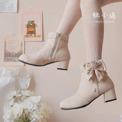 Magic Peach Rose Vow Short Boots(Leftovers Stock/Full Payment Without Shipping)